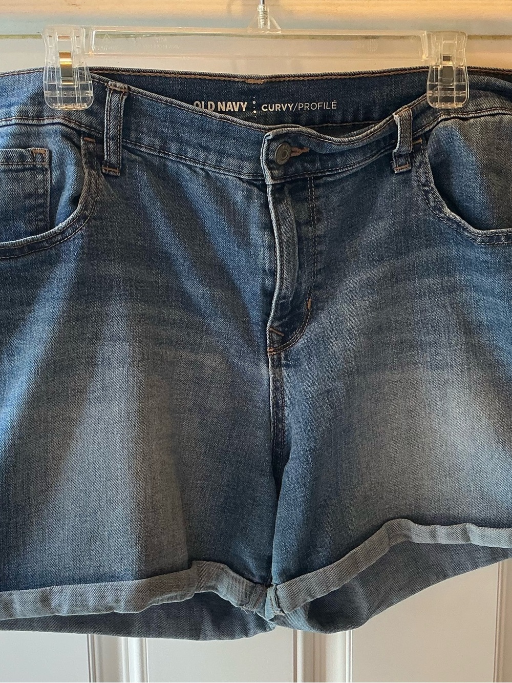 Old Navy Blue Curvy Denim Shorts with Cuffed Hem